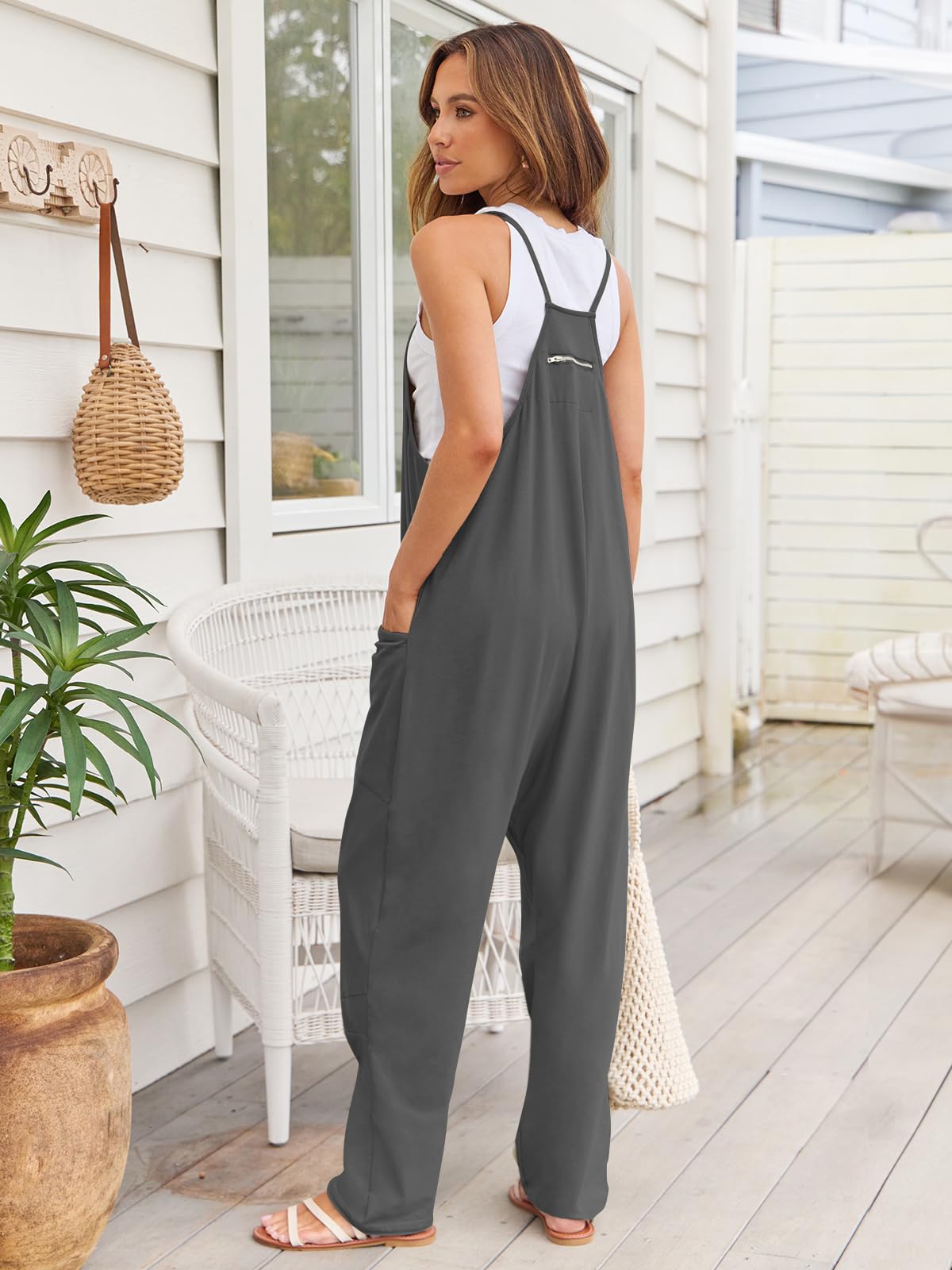 V-Neck Spaghetti Strap Jumpsuit - Whateversit
