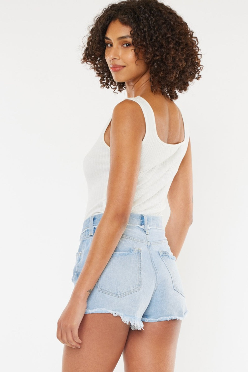 Kancan Distressed Button Fly Denim Shorts - Whateversit
