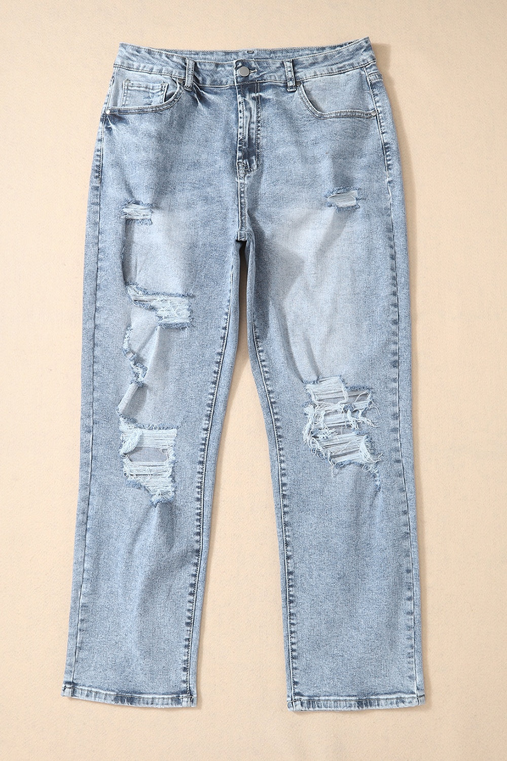 Distressed High Waist Jeans - Whateversit