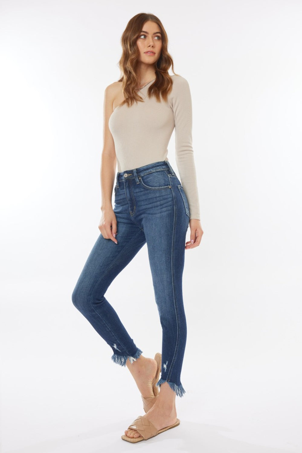Kancan Raw Hem High Waist Cropped Jeans - Whateversit