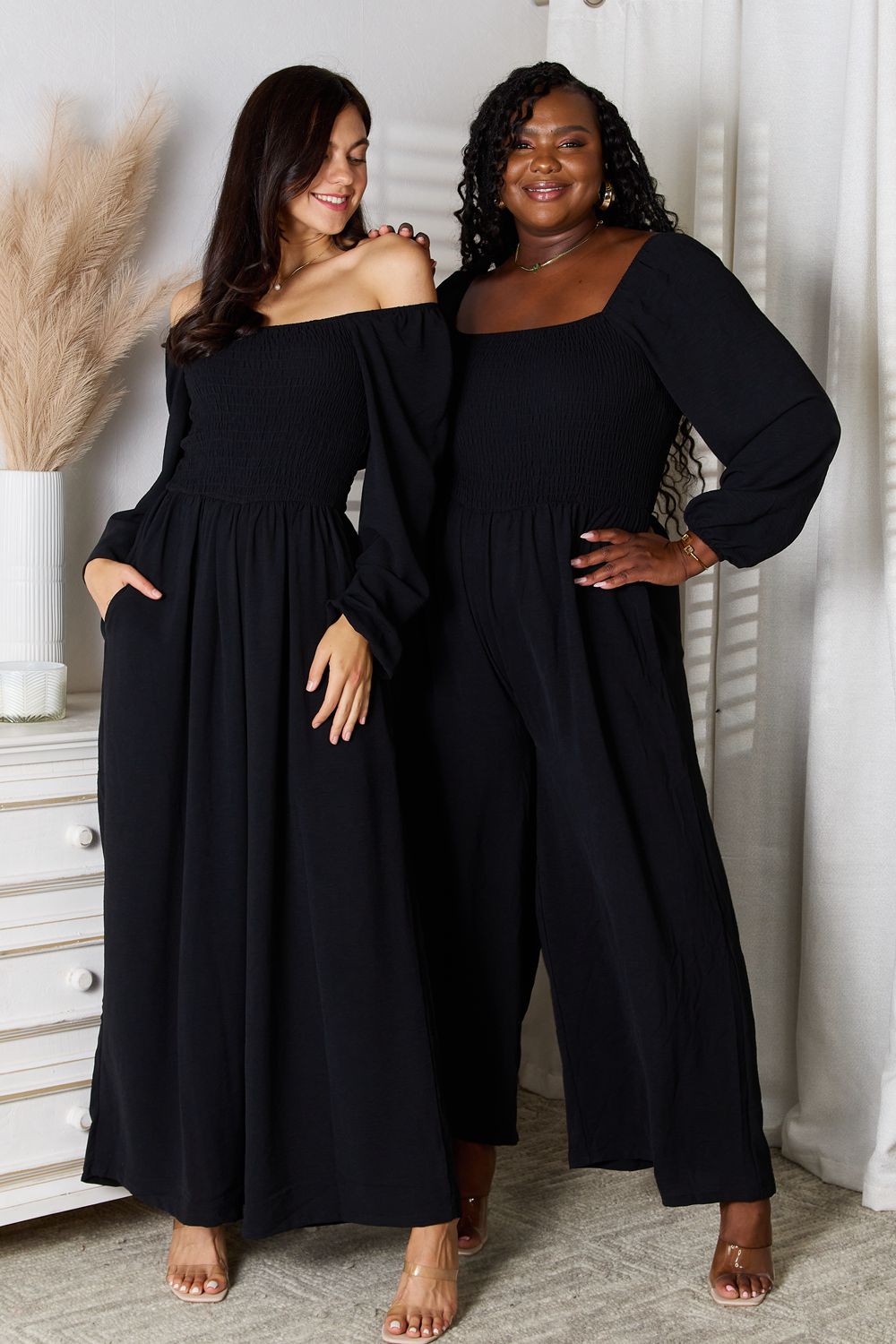 Double Take Square Neck Jumpsuit with Pockets - Whateversit