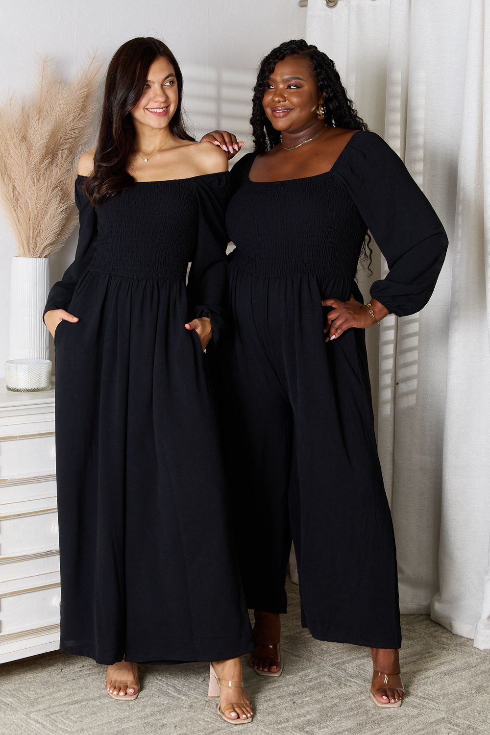 Double Take Square Neck Jumpsuit with Pockets - Whateversit