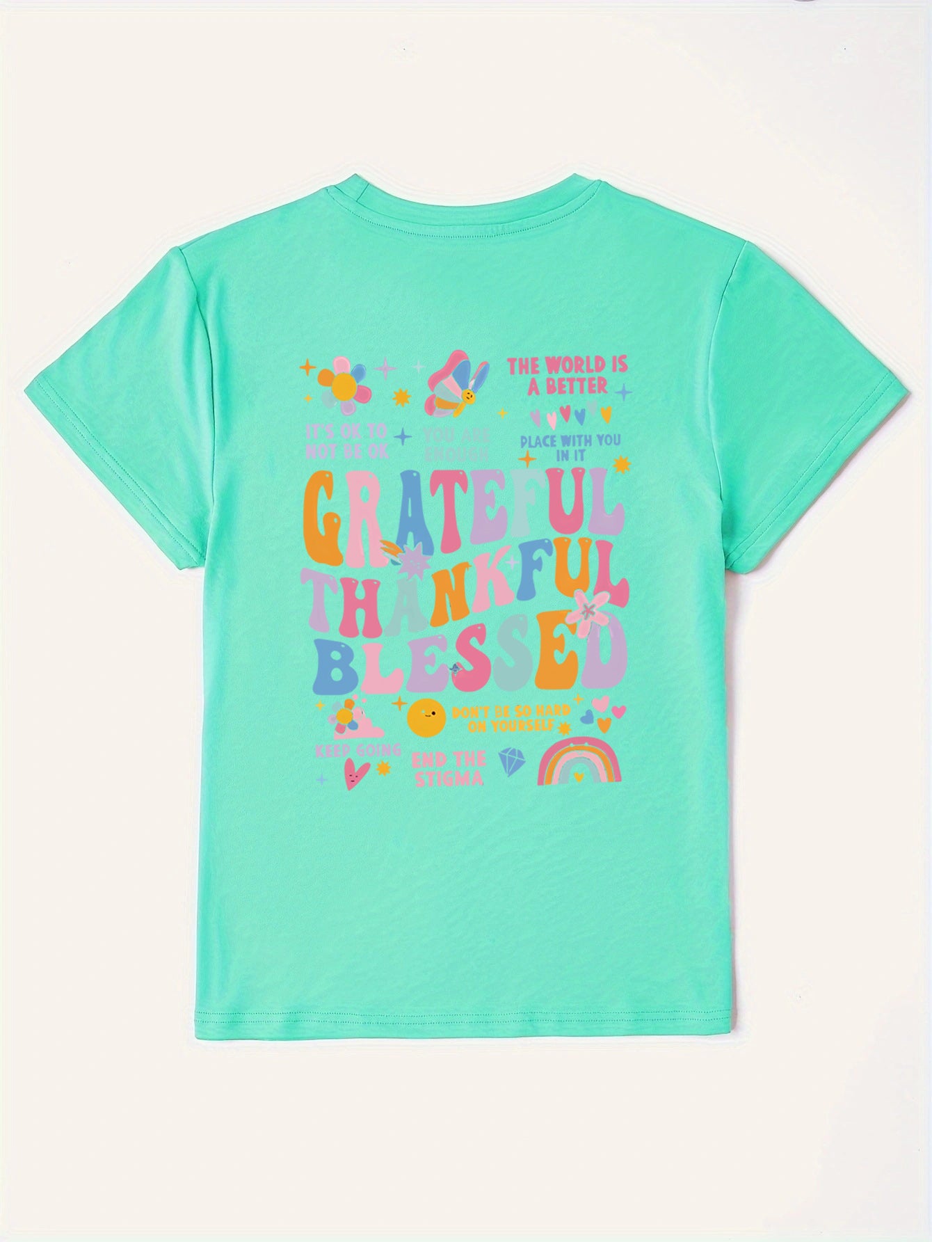 Letter Graphic Round Neck Short Sleeve T-Shirt - Whateversit