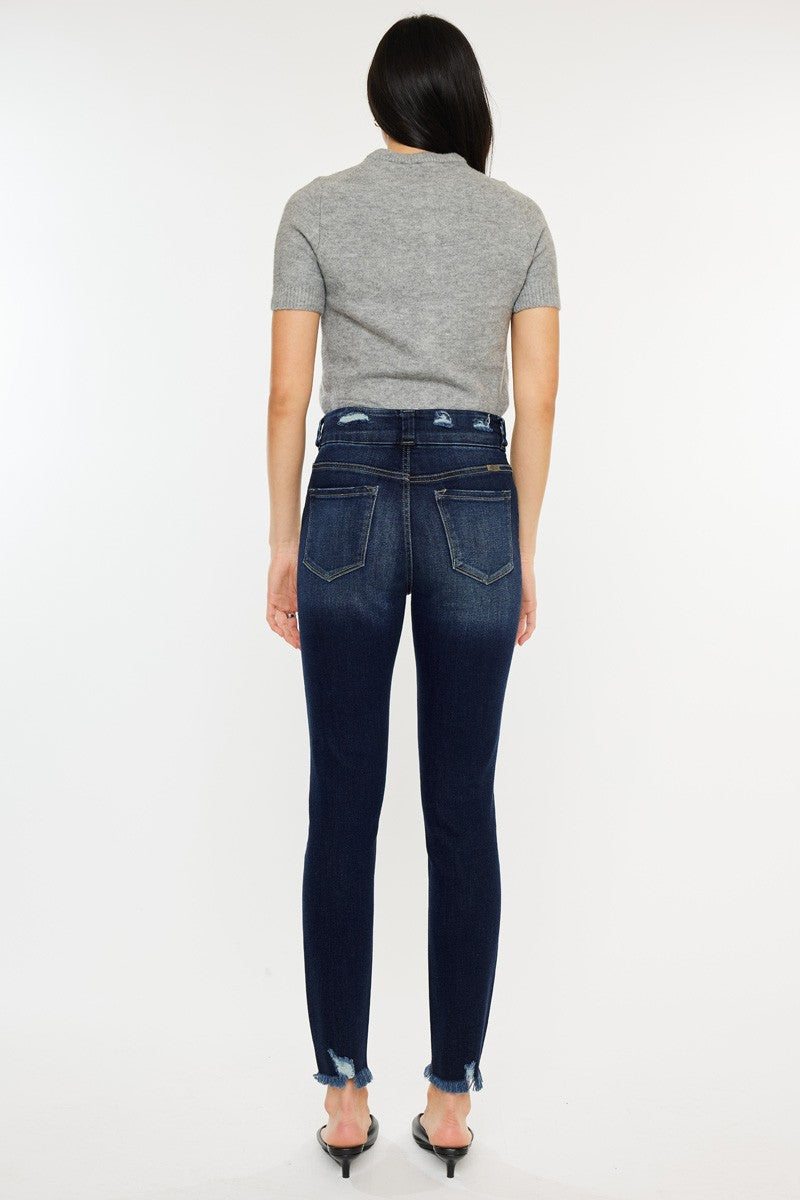 Kancan Full Size Cat's Whiskers Raw Hem High Waist Jeans - Whateversit