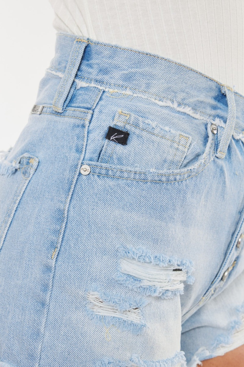 Kancan Distressed Button Fly Denim Shorts - Whateversit