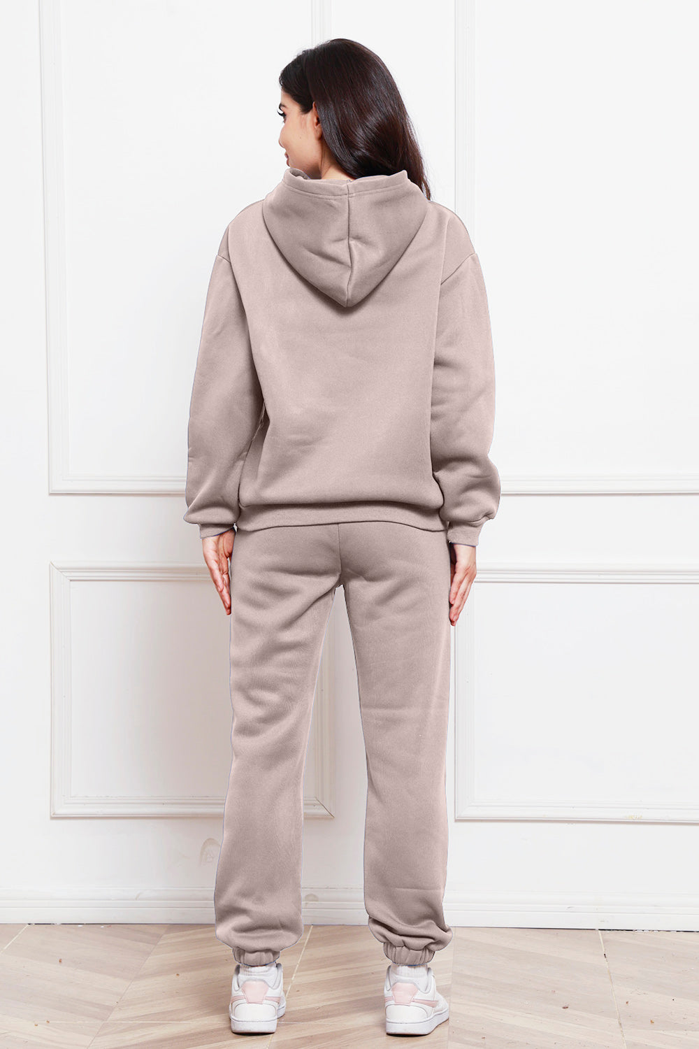 Drop Shoulder Long Sleeve Hoodie and Pants Set - Whateversit