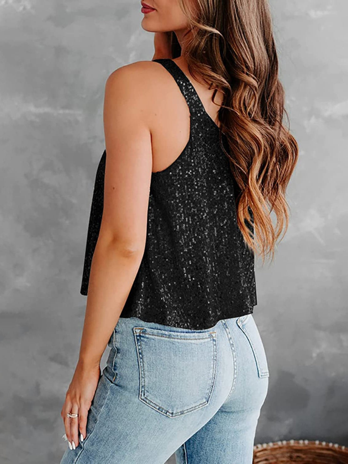Sequin Scoop Neck Tank - Whateversit