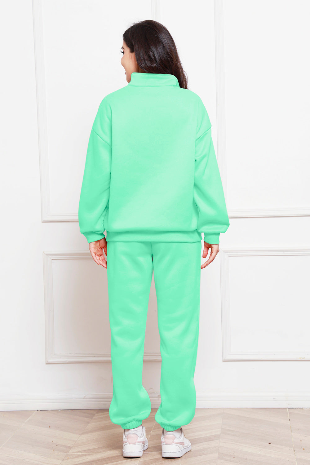 Half Zip Long Sleeve Sweatshirt and Pants Set - Whateversit