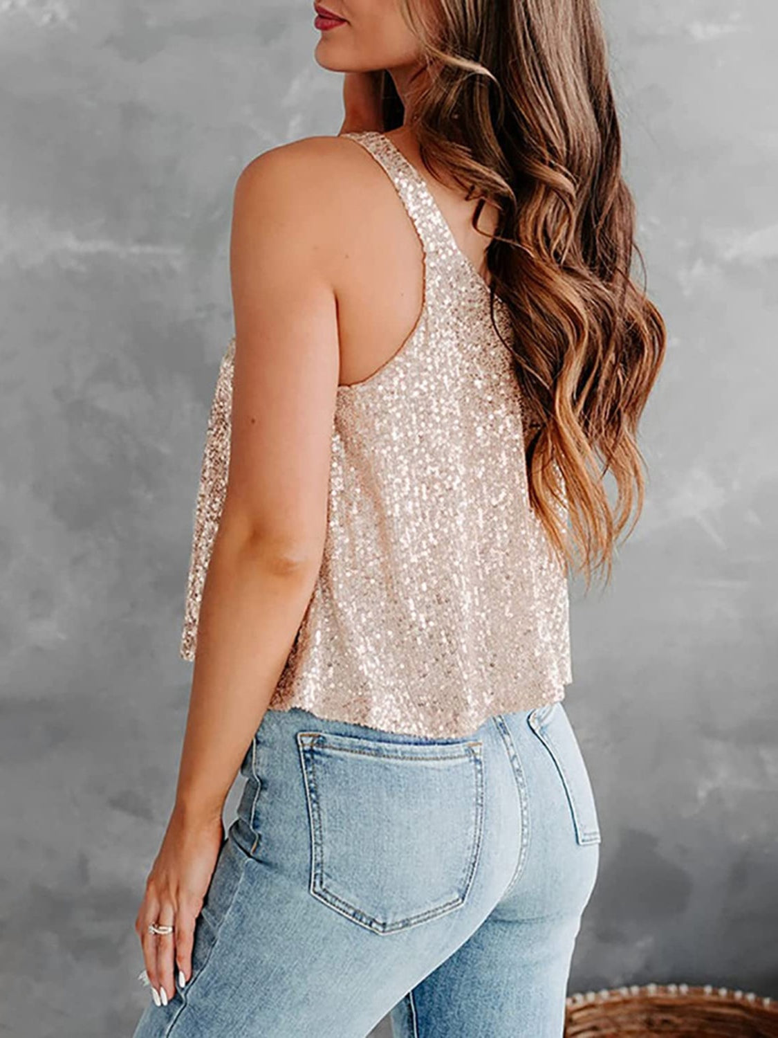 Sequin Scoop Neck Tank - Whateversit