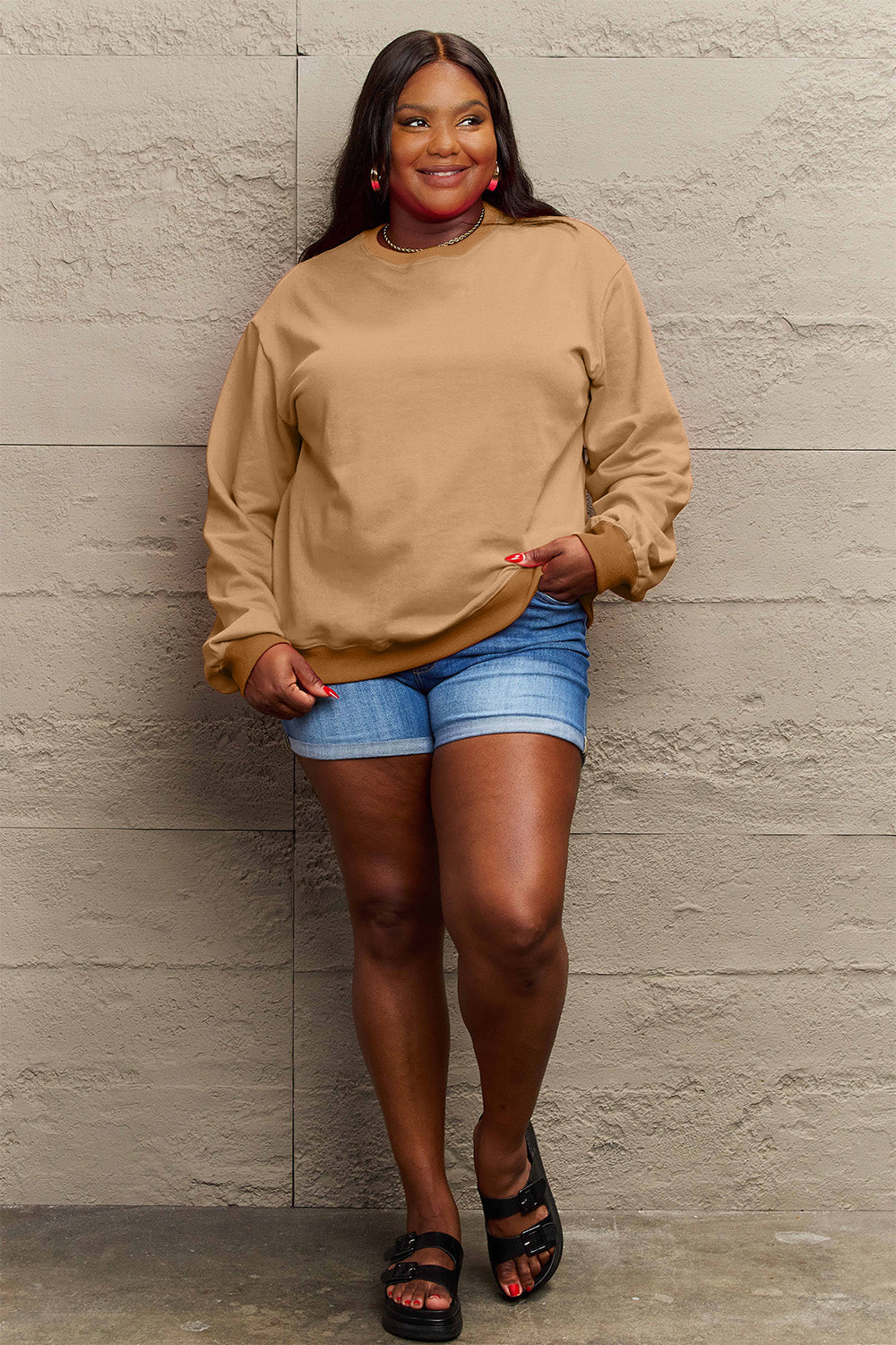 Simply Love Full Size IF I'M TOO MUCH THEN GO FIND LESS Round Neck Sweatshirt - Whateversit