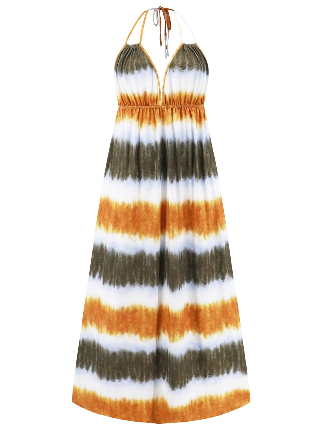 Tie-Dye Halter Neck Sleeveless Dress - Whateversit