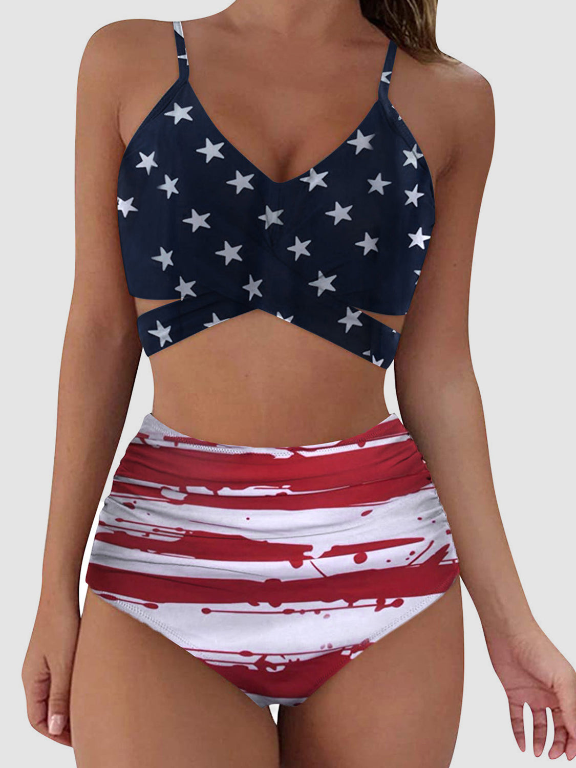 Tied Printed Spaghetti Strap Two-Piece Swim Set - Whateversit