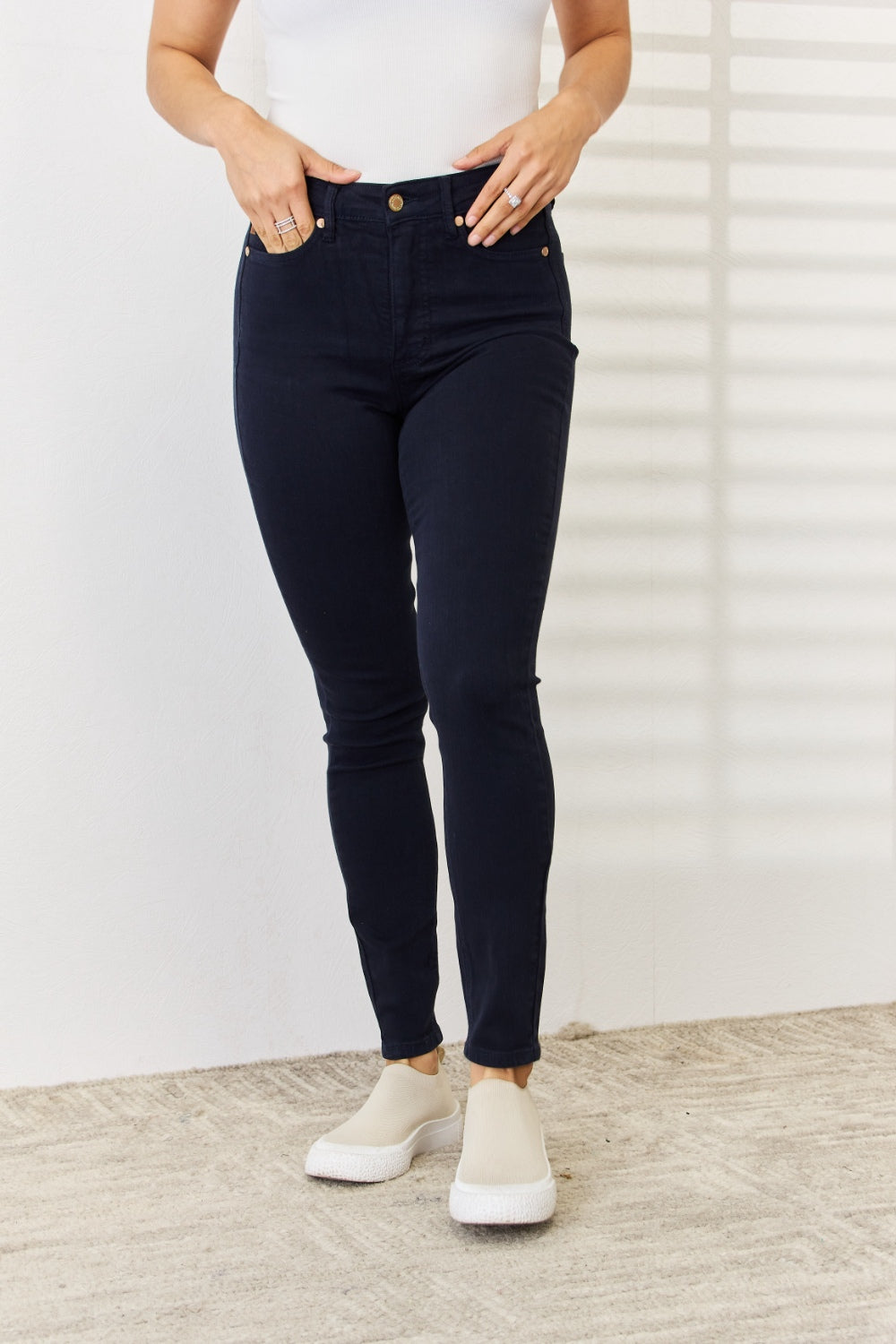 Judy Blue Full Size Garment Dyed Tummy Control Skinny Jeans - Whateversit