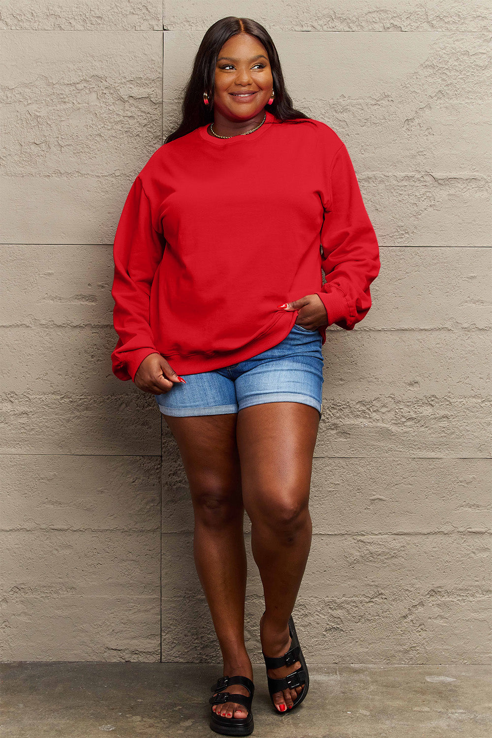 Simply Love Full Size IF I'M TOO MUCH THEN GO FIND LESS Round Neck Sweatshirt - Whateversit