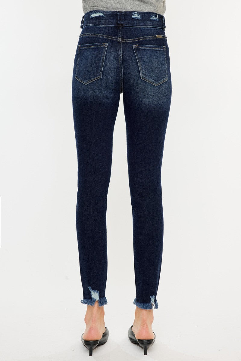 Kancan Full Size Cat's Whiskers Raw Hem High Waist Jeans - Whateversit