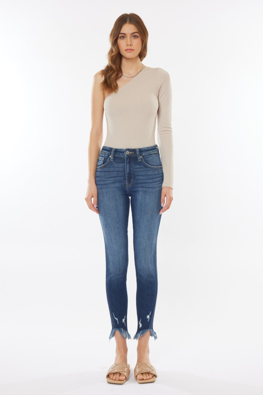 Kancan Raw Hem High Waist Cropped Jeans - Whateversit