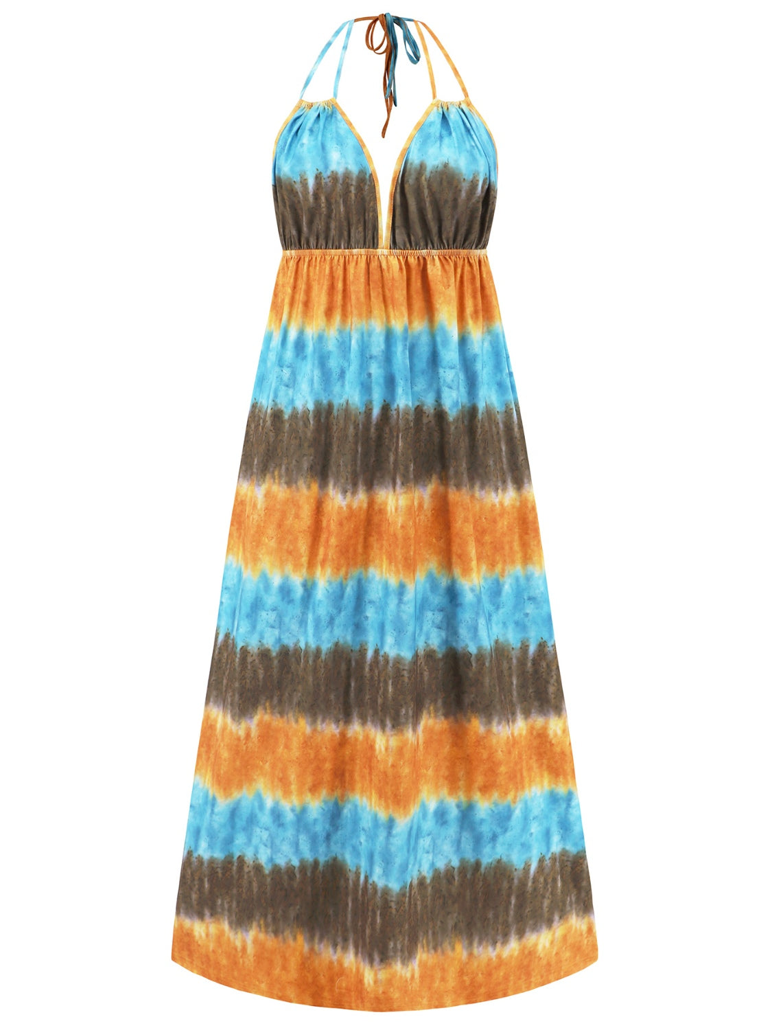 Tie-Dye Halter Neck Sleeveless Dress - Whateversit