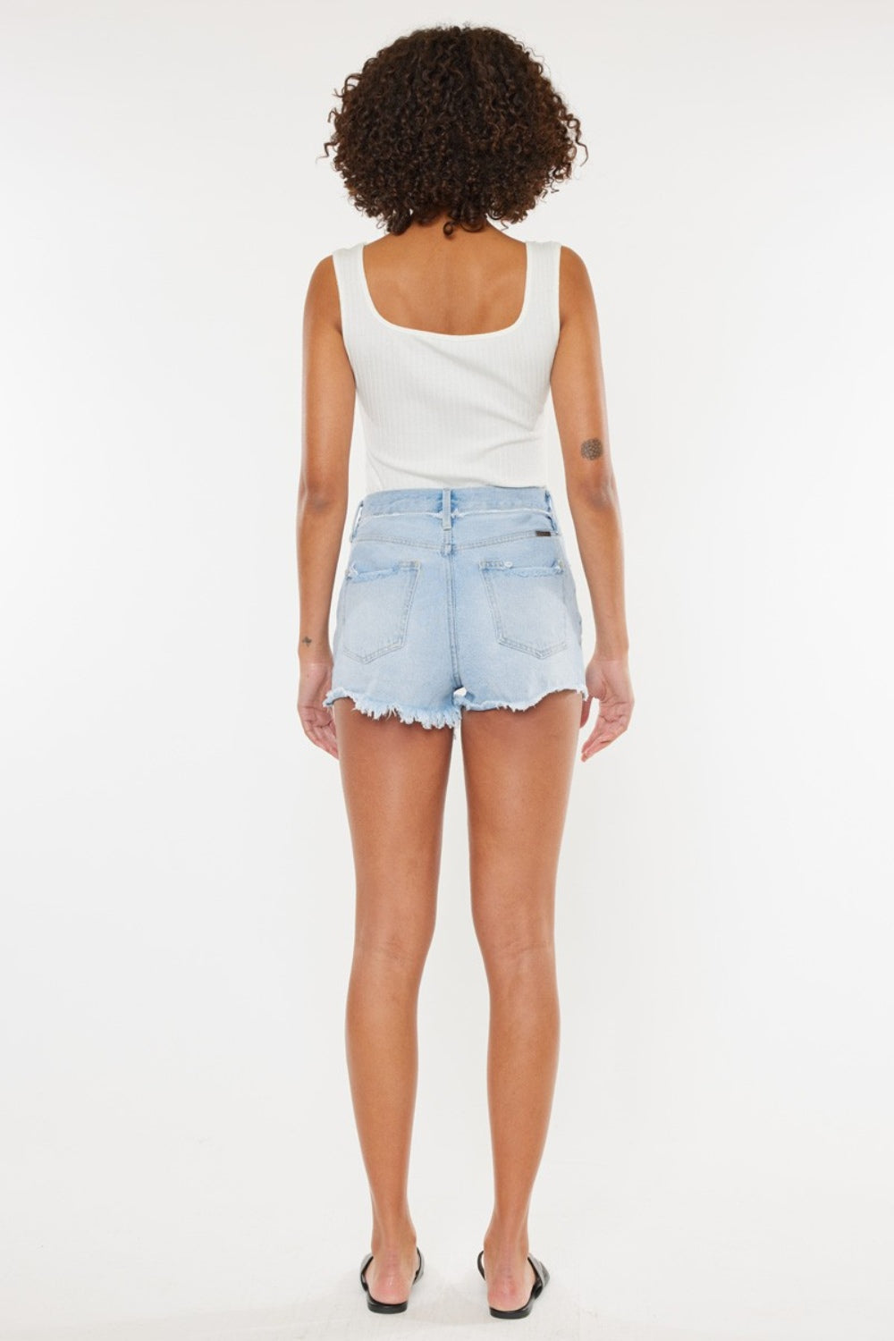 Kancan Distressed Button Fly Denim Shorts - Whateversit