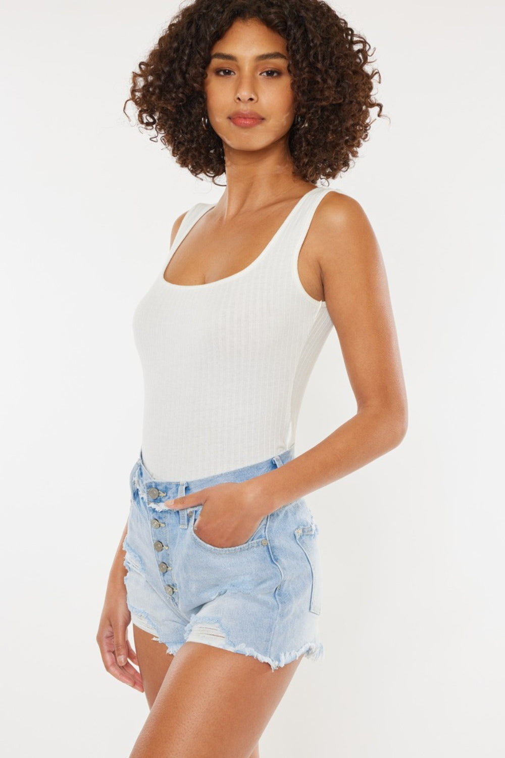 Kancan Distressed Button Fly Denim Shorts - Whateversit