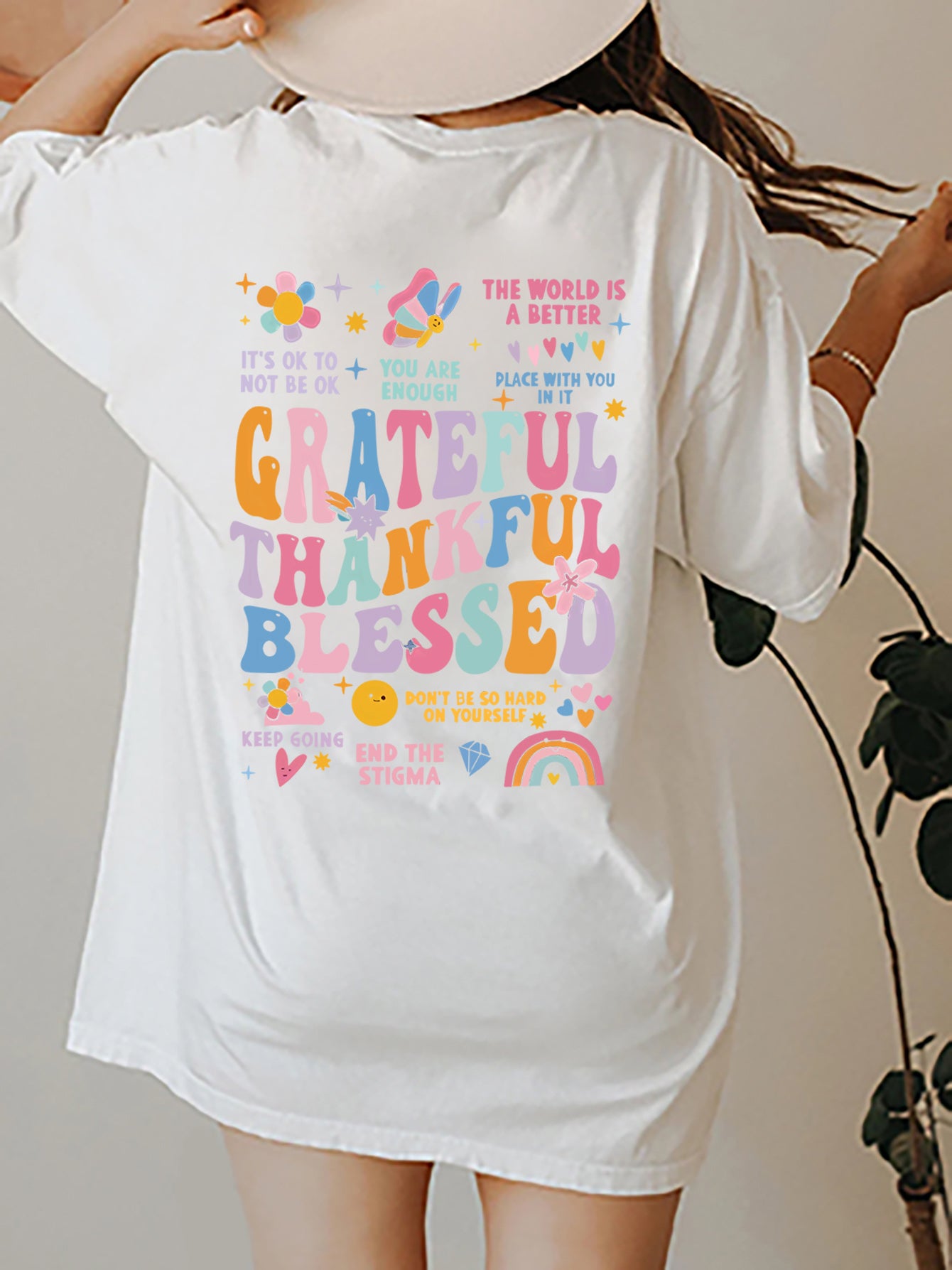 Letter Graphic Round Neck Short Sleeve T-Shirt - Whateversit