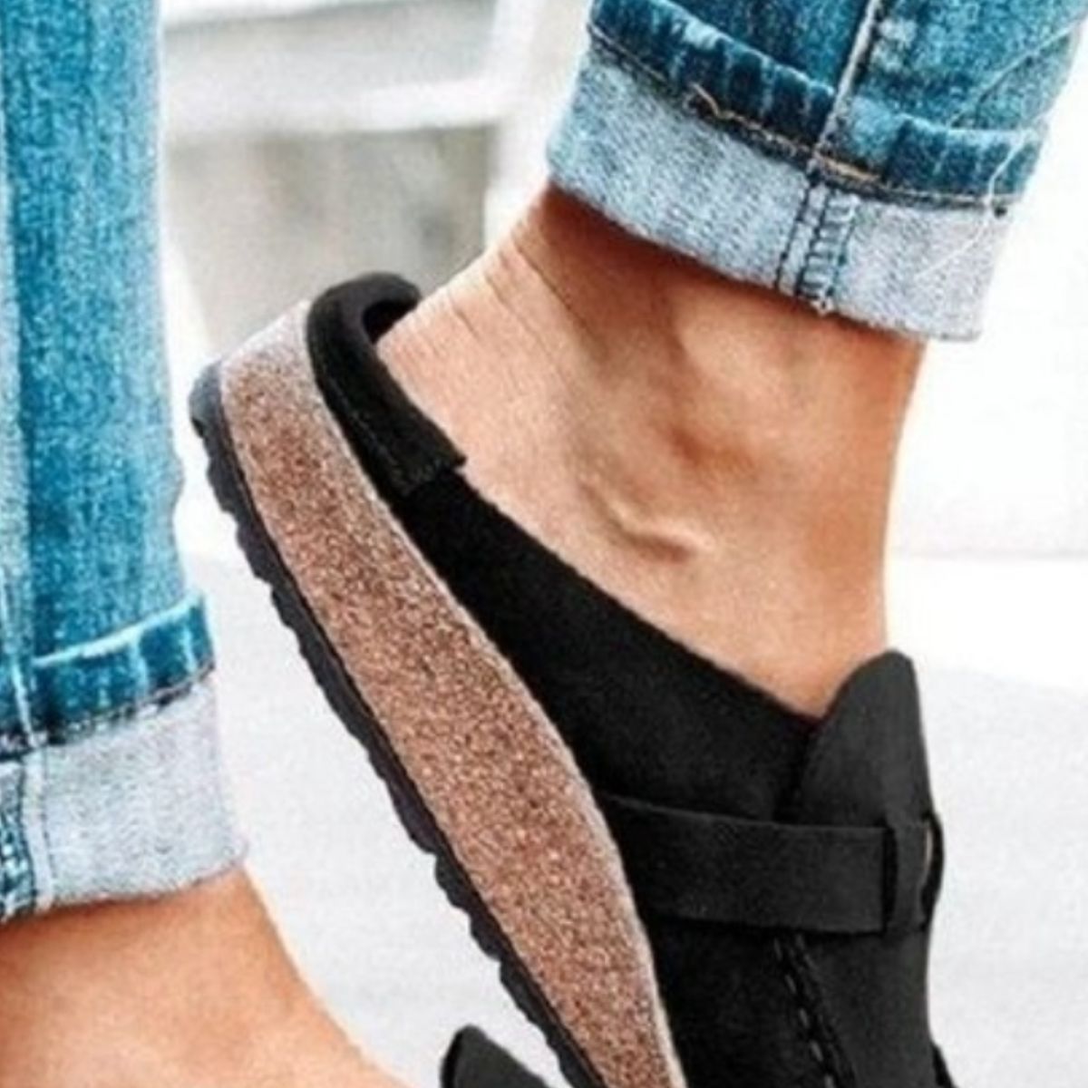 Round Toe Low Heel Buckle Sneakers - Whateversit