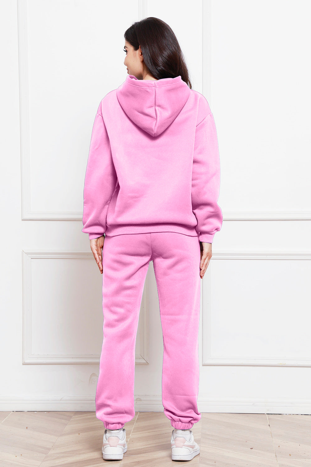 Drop Shoulder Long Sleeve Hoodie and Pants Set - Whateversit