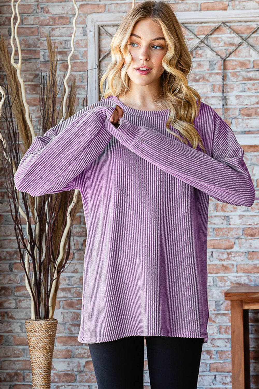 Heimish Full Size Round Neck Dropped Shoulder Blouse - Whateversit
