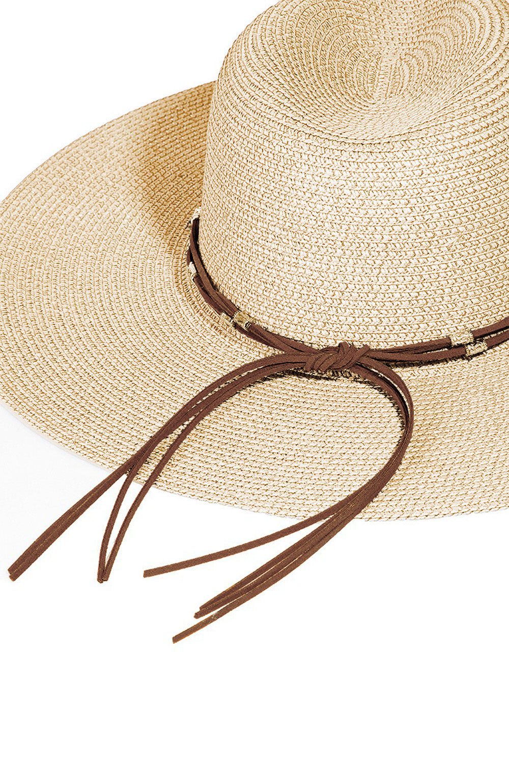 Fame Rope Strap Wide Brim Weave Hat - Whateversit