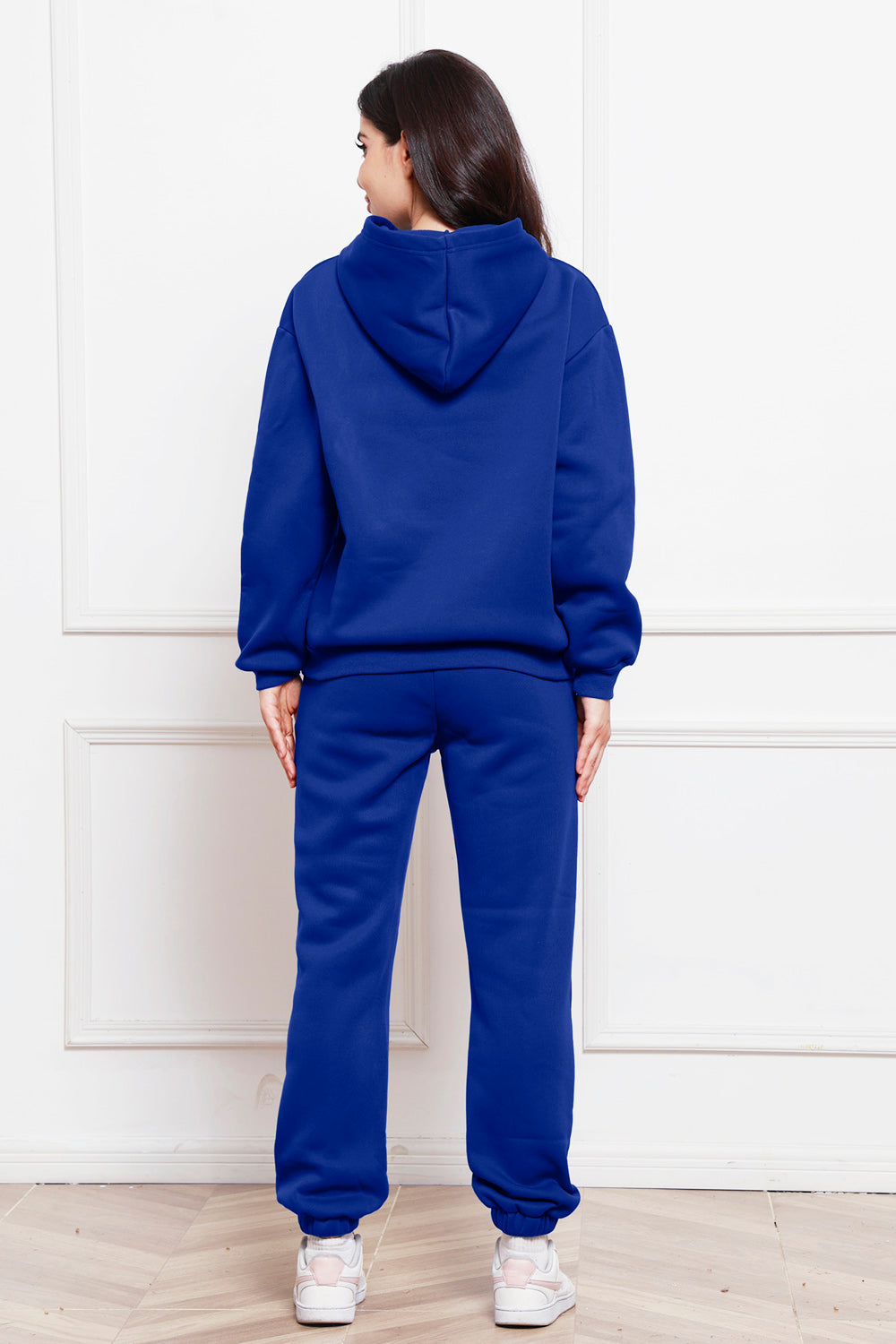 Drop Shoulder Long Sleeve Hoodie and Pants Set - Whateversit