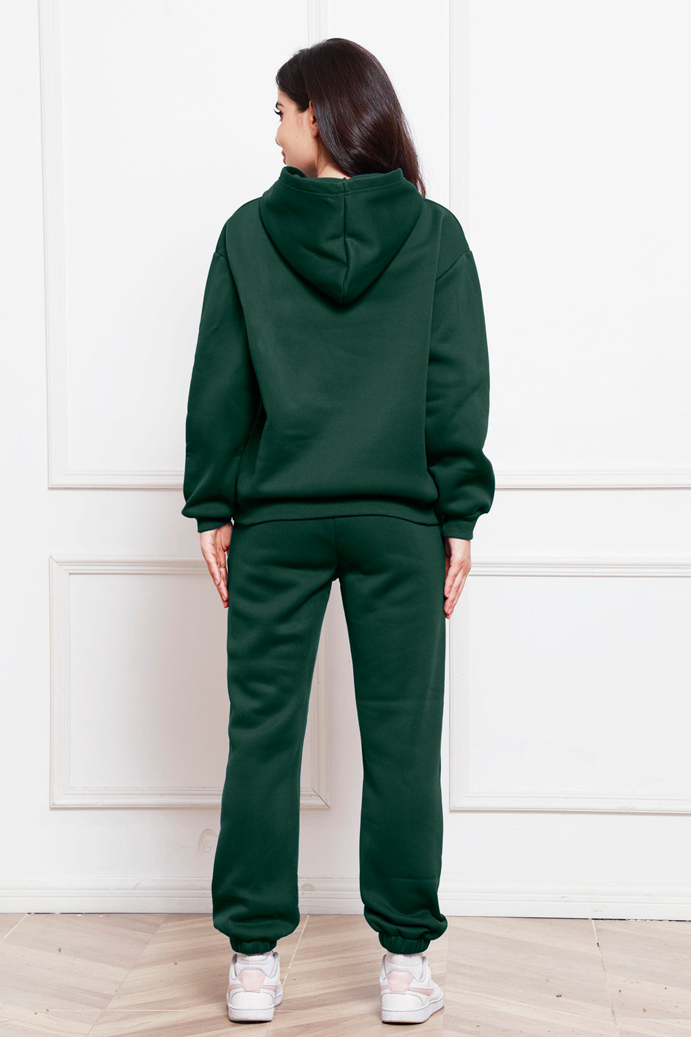 Drop Shoulder Long Sleeve Hoodie and Pants Set - Whateversit