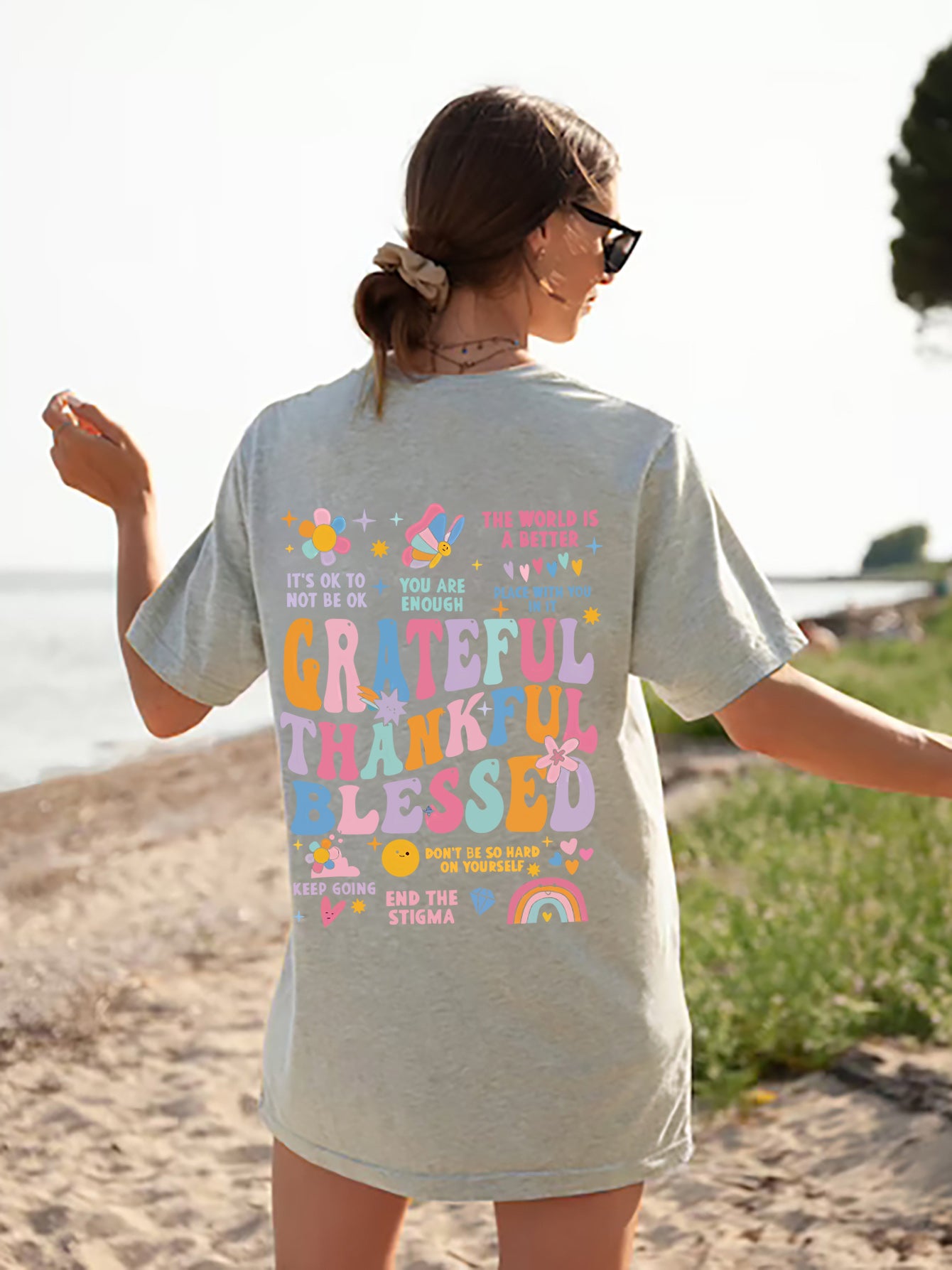Letter Graphic Round Neck Short Sleeve T-Shirt - Whateversit