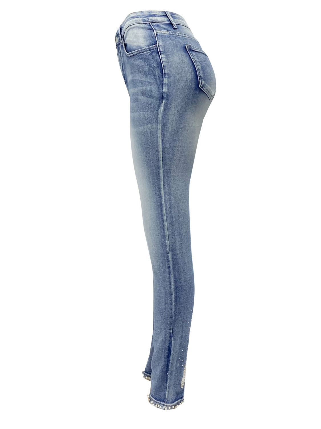 Rhinestone Skinny Jeans with Pockets - Whateversit