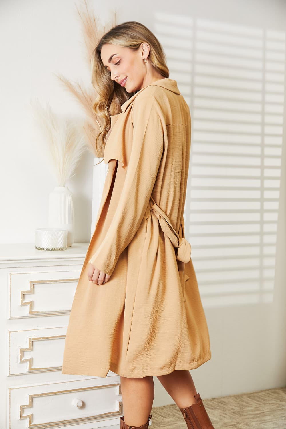 Culture Code Full Size Tied Trench Coat with Pockets - Whateversit