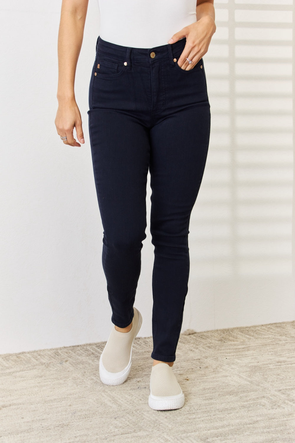 Judy Blue Full Size Garment Dyed Tummy Control Skinny Jeans - Whateversit