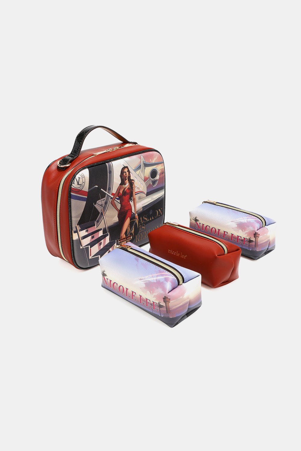 Nicole Lee USA Printed Handbag with Three Pouches - Whateversit