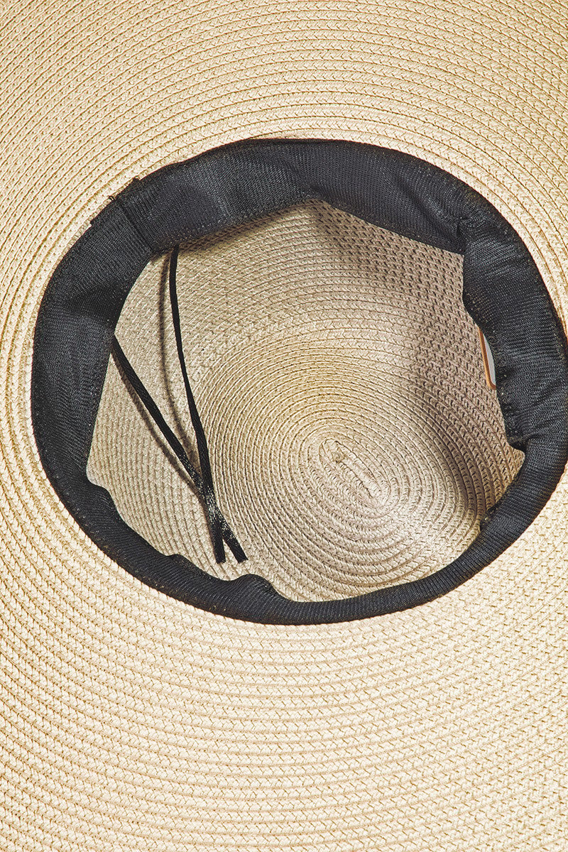 Fame Rope Strap Wide Brim Weave Hat - Whateversit