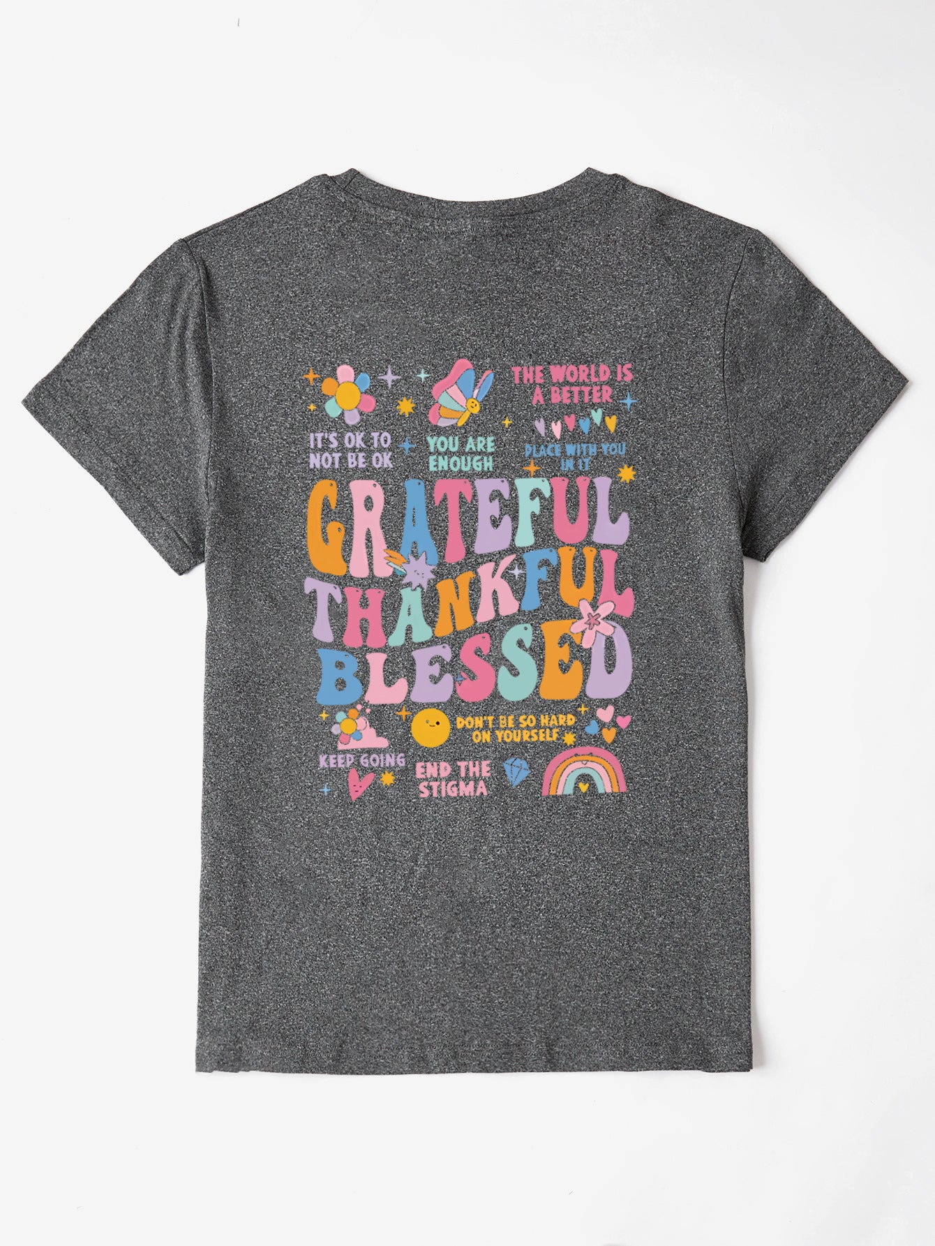 Letter Graphic Round Neck Short Sleeve T-Shirt - Whateversit